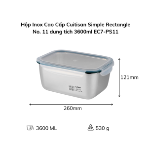 Hộp Inox304 Cuitisan Simple Rectangle chính hãng khóa nắp chắc chắn chống rò rỉ không Bám Mùi an toàn với lò vi sóng SNT Kitchen