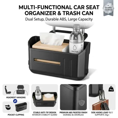 Car Seat Back Storage Box – Rear Seat Storage Cup Holder Mobile Phone Holder Large Capacity Rear Seat Storage Box