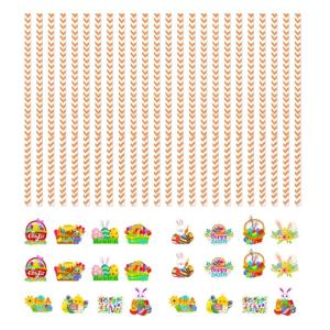 24pcs Easters Themed Drinking Straw Decorative Biodegradable Stripe Paper Straw for Gatherings Wedding Party Supplies