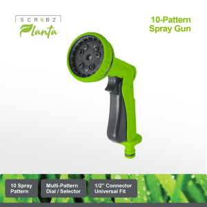 SCRUBZ Essential Adjustable ABS Garden Hose Nozzle with 10-Pattern Spray for Efficient Watering and Carwash