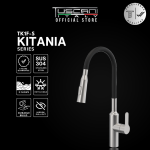Tuscani TK1F-S - KITANIA Series Kitchen Tap - 304 Stainless Steel Flexible Spout Mixer Tap