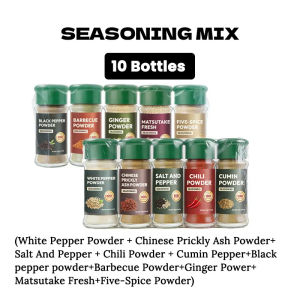 600g Seasoning Powder 10pcs Combo seasoning combination pack household barbecue cooking seasoning bottle set cumin pepper powder small bottle barbecue powder Kitchen Utensils Multicolor Flavor Spice