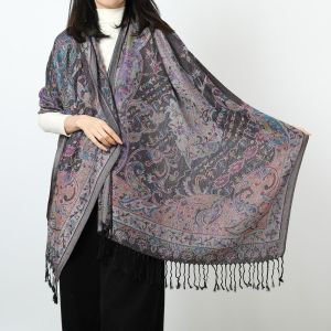 ZYJC Phong cách dân tộc Khăn dệt hoa nữ In cotton Mềm Khăn Quàng tua rua Thường ngày Khăn trùm đầu Khăn choàng dài