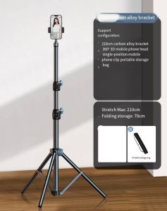 Sturdy carbon steel mobile phone stand for live streaming with adjustable position