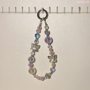 High quality handmade bead chain electroplated butterfly bingbing crystal phone case hanging rope earphone bag hanging chain