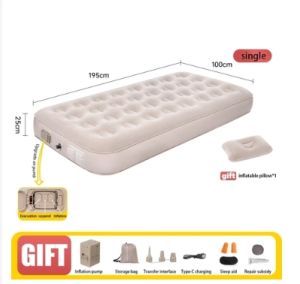 Inflatable Air Bed - Double Single Queen King - Family Size with Built-in Pump for Camping (LKH)