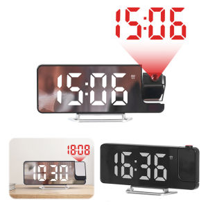 Digital Projection Alarm Clock with Brightness Control and Candleholder for Cozy Bedroom Ambiance