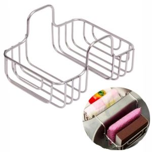 ALLLUCK Stainless Steel Kitchen Sink Draining Rack Double Sides Space Saving Sponge Holder Rack Practical Hanging Design Sink Organizer Basket Over The Sink