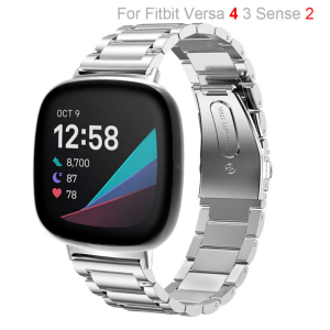 Stainless Steel Strap For Fitbit Versa 4 3 Watch Metal Wristband Loop Clasp For Fitbit Sense 2 Bracelet Band