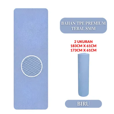Yoga Mat TPE Matras Olahraga Yoga Anti Slip Karpet Olahraga Tebal 8mm Ukuran 183CM*61CM