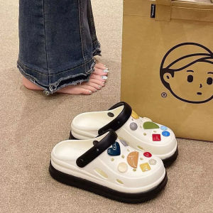 [Free Shipping] Summer Croc Shoes Ins-Style Niche High-Appearance Cute Versatile Slip-On Closed-Toe Half-Slippers For Women