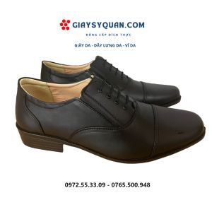 Giày Sĩ Quan Không Cột Dây Lót Vàng Đế Cao Su Có Khâu Hộp Đựng Đẹp