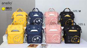 กระเป๋าเป้แฟชั่น anello x SMILEY ช่องเยอะใส่ของได้เยอะ ใส่ได้ทุกเพศ ผ้ากันน้ํา ลายน่ารัก ใส่ได้ทุกสไตล์ แบบใหม่