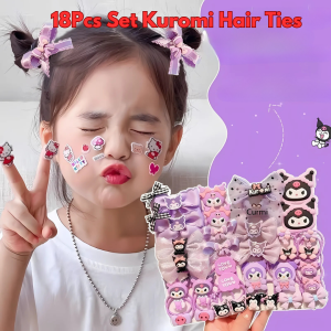 18Pcs/Set Kuromi Hair Ties Sanrio Rubber Band Hair Rope Girls Hair Accessories