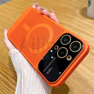 เคสเคสระบายความร้อนแม่เหล็กตะแกรงระบายอากาศหน้าต่างใหญ่สำหรับ iPhone 14 13 12 11 Pro Max 14 Plus เคสชาร์จโทรศัพท์ไร้สาย Magsafe