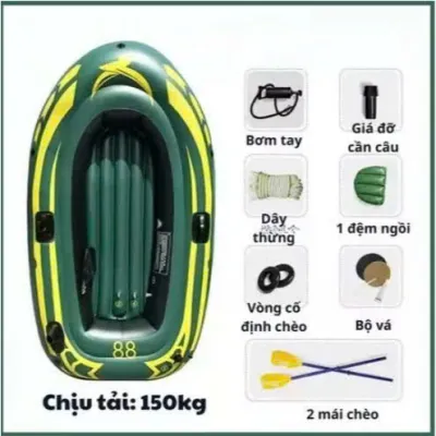 Thuyền Bơm Hơi 2 Người Siêu Dày PVC Cao Cấp – Tải 150kg Kèm Mái Chèo – Xuồng Hơi Câu Cá Dã Ngoại Chèo Thuyền Hồ Sông