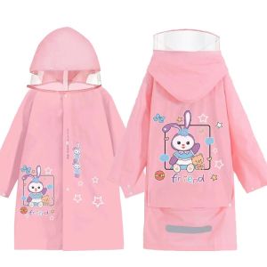 Raincoat for Kids Boys Girls PVC Waterproof 4-12 Yrs Cartoon  Student Backpack Raincoat School