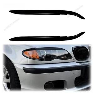 Kail Glossy Black ABS Headlight Eyelid Eyebrow Covers Body Kit For BMW 3 Series E46 M3 / M Sport 1998-2004 Lamp Hoods durable 8K3Q7