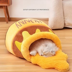 1pc Thickened Plush Cat Nest Honey Pot Shape Cat Sofa Bed Cute And Comfortable Pet Cat House For Cats Less Than 8kg