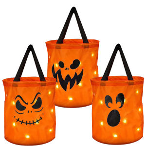 Halloween LED Glowing Pumpkin Bag Candy bag decorative gift bag Birthday party supplies