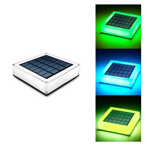 Solar Post Cap Lights Outdoor IP65 Waterproof LED Fence Deck Lamp Monocrystalline Solar Panel Super Bright Tri Color Temperature RGB Garden Decor Lighting