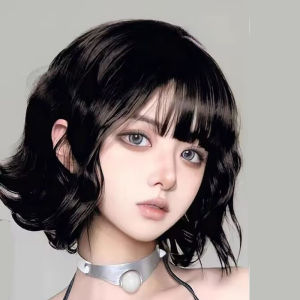 Bob Wig Messy Bohemian Short Curly Hairstyle Natural Pure Color Silk Blend Synthetic Hair