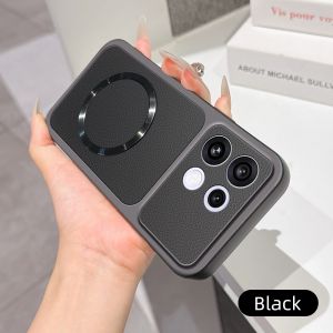 Luxury Case For OPPO Reno 16F 15F 14F 16 15 14 Pro 5G Magnetic Back Cover Soft Leather Veneered Phone Silicone Casing