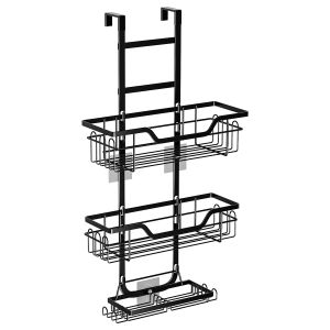Joysync Over Door 3-Tier Hanging Rack Multi-Purpose Bathroom/Bedroom Organizer No Drill Rustproof Heavy-Duty Door Shelf