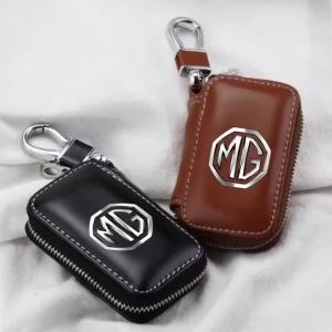 sapid Car Key Fob Case Leather Remote Control Protection Cover Keychain Holder for MG HS EHS ZS MG3 MG5 MG6 MG7 GT Accessories P1M6Y