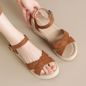 [Free Shipping] WomenS Summer 2026 New Wedge Sandals Small Size Platform Thick Sole Non-Slip Height-Increasing Shoes For Petite Women