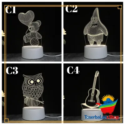 Lampu Tidur 3D Hias Dimensi LED Motif 3D PART C Lampu hias 3D Lampu Tidur LED Acrylic Lampu 3D LED Kaca Transparan Hiasan Pajangan PART C Tumblr Tidur Castle Pajangan Rumah