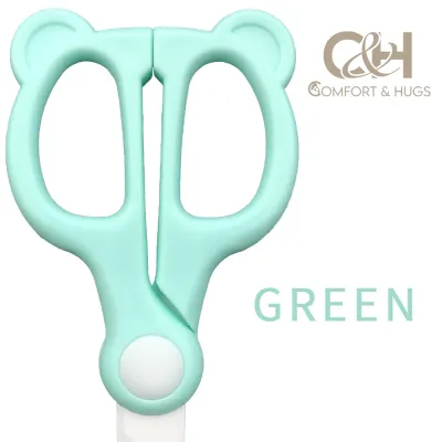 Comfort and Hugs Little Bear Ceramic Food Scissors with Case Cover Safety Lock for Food Preparation for kids