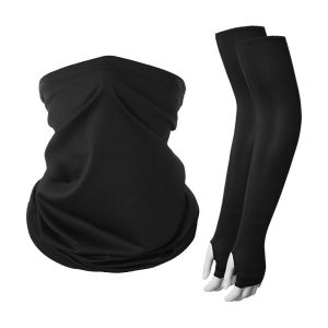 1 Set Cycling Long Slim Arm Sleeves Face Neck Hand Arm Cover Set Outdoor UV Protection Ice Silk