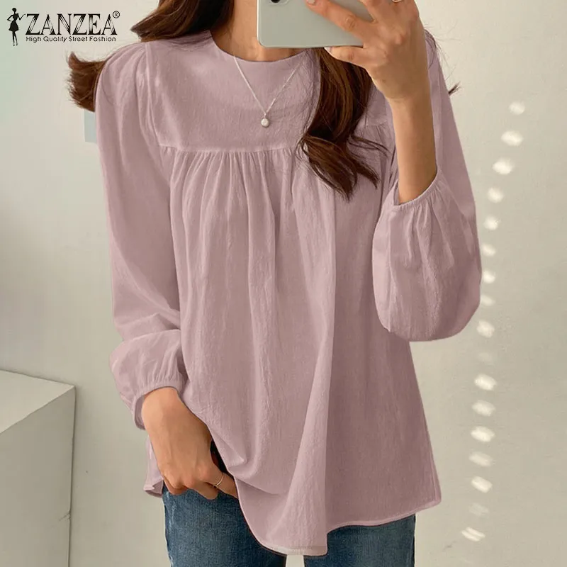 ZANZEA Women Vintage Long Sleeve Square Neck Shirt Tee Cocktail