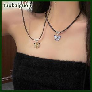 tuokaiguoji Chinese Style Fashion Retro Braided Rope Necklace Butterfly Flower Moon Safety Lock Pendant Necklace For Women Vintage Jewelry