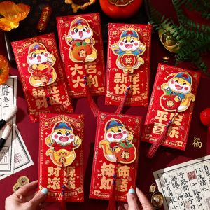 YVKEAY 6pcs 3D Chinese New Year Red Envelope with Tassel Hollow Household Mixed Pattern Lucky Money Bag 2025
