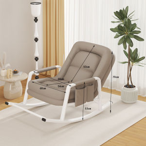 Foldable Kuromi Rocking Recliner Chair - Cat-Scratch Resistant Leather Lounge Sofa for s & Kids Portable Lazy Daybed for Nap Living Room Balcony (Gray/Pink)