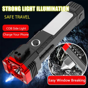 Multifunctional car flashlight strong light waterproof Outdoor Hiking Camping flashlight Built-in tools