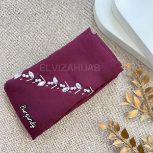 Elviza - Segiempat Square Payet Pearly/Segi empat Payet 60 Warna/ Hijab payet daun & mutiara 2024