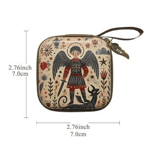 OWMXZL Virgin Mary Prayer Rosary Storage Bag 7x7cm Zippered Christian Jewelry Box Portable Elegant Christian Gift Devotees