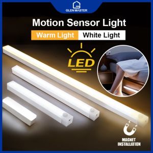 Motion Sensor Light LED Bar Night Light USB Rechargeable for Cabinet Corridor Bedroom Toilet Kitchen Stairs