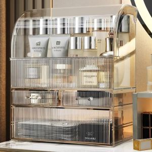 XENMART อะคริลิคใส กล่องเก็บเครื่องสำอางตั้งโต๊ะ ป้องกันฝุ่นและฝุ่น พร้อมลิ้นชักขนาดใหญ่ ที่จัดเก็บเครื่องสำอาง ระดับไฮเอนด์สุด จุได้มาก กล่องใส่เครื่องสำอาง