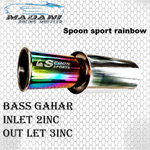 Knalpot Mobil Racing Spoon sports Ujung stainless suara bass empuk untuk mobil matic dan manul