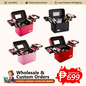 4 Layer Foldable Makeup Organizer with Mirror Cosmetic Bag for Mothers Day Gifts