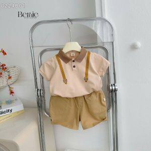 Set bộ polo tay ngắn bé trai in đai công tử kèm quần short size 1 đến 6 tuổi BERNIE KIDS T0135B02