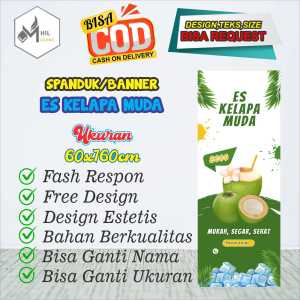 Spanduk Banner Size 60x160cm ES KELAPA MUDA Free Custom Design Dan Ukuran