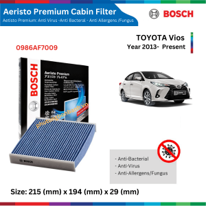 Lọc gió điều hòa xe TOYOTA Vios đời xe 2002 đến nay loại chống bụi mịn PM2.5 Bosch Aeristo Premium 0986AF7009 0986AF7003
