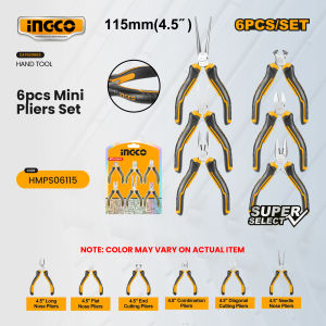 Ingco 6pcs Mini Pliers Set Precision Hand Tools For DIY Jewelry Crafts and Electronics HMPS06115 IHT