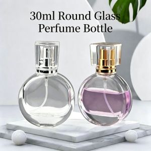 30ml Perfume Glass Bottles Round Screw Acrylic Cap Perfume Glass Spray Bottle Spray Travel Bottle