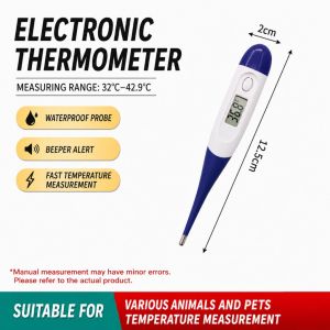 Fast Reading Pet Cow Dogs  Cats etc. Reliable Thermometer LCD Display Waterproof Animal Temperature